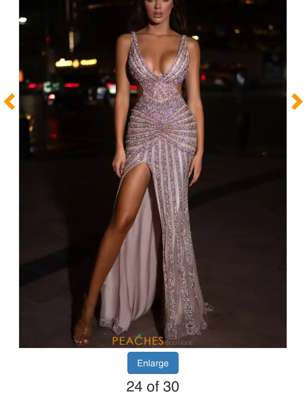 Portia and Scarlett Blush Beaded Prom Gown with High Slit Size 0
